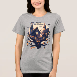 Grusel-Haus „Happy Halloween“-T-Shirt Tri-Blend Shirt