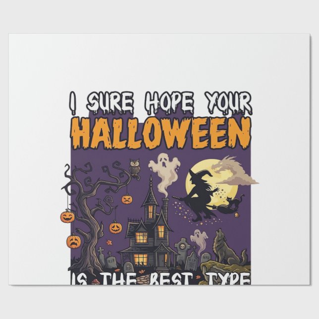 Grusel-Haus-Hexen-Geist-Halloween_1 Geschenkpapier (Flach)