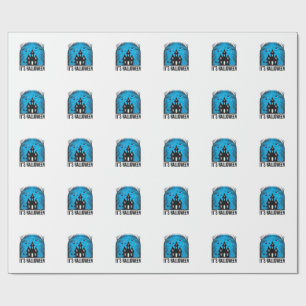 Grusel-Haus-Mond Vintage-Stich Halloween Des Geschenkpapier