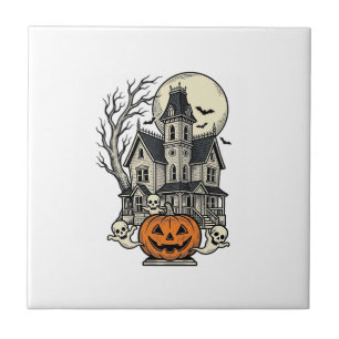 Grusel-Haus-Shirt Vintage-Gravur Halloween De Fliese