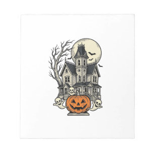 Grusel-Haus-Shirt Vintage-Gravur Halloween De Notizblock