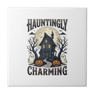 Grusel-Haus-Shirt Vintage-Halloween-Cottage-Desi Fliese
