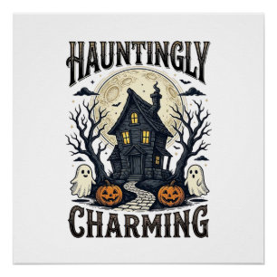 Grusel-Haus-Shirt Vintage-Halloween-Cottage-Desi Poster