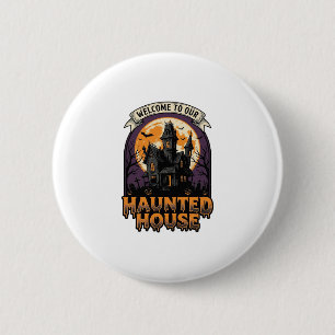 Grusel-Haus-Shirt Vintage-Halloween-Willkommen-Des Button