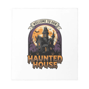 Grusel-Haus-Shirt Vintage-Halloween-Willkommen-Des Notizblock
