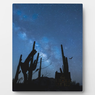 Grusel-Haus & Sternblaue Nacht Holztafel Fotoplatte