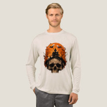 Grusel-Haus-Totenkopf-Halloween-T-Shirt