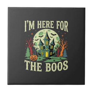 Grusel-Haus und Kürbis-Schrecken zu Halloween Fliese
