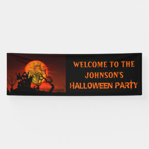 Grusel-Haus und Vollmond-Halloween-Party Banner