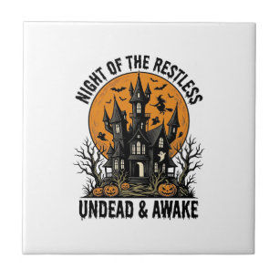 Grusel-Haus unruhige Tote Halloween-Kunst_ Fliese