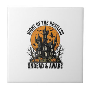 Grusel-Haus unruhige Tote Halloween-Kunst_ Fliese
