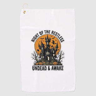 Grusel-Haus unruhige Tote Halloween-Kunst_ Golfhandtuch