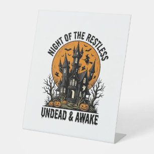 Grusel-Haus unruhige Tote Halloween-Kunst_ Sockelschild
