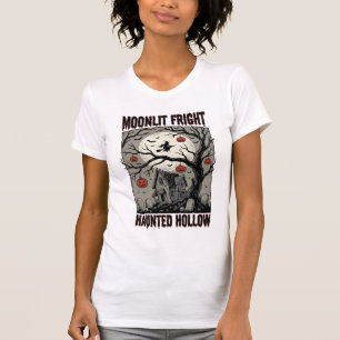 Grusel-Haus Vintage-Stich Halloween Mond-Shi T-Shirt