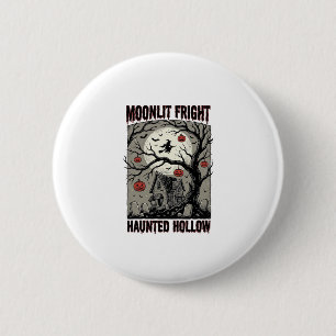 Grusel-Haus Vintage-Stich Mond-Shi Halloween Button