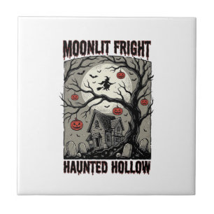 Grusel-Haus Vintage-Stich Mond-Shi Halloween Fliese