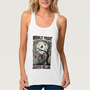 Grusel-Haus Vintage-Stich Mond-Shi Halloween Tank Top