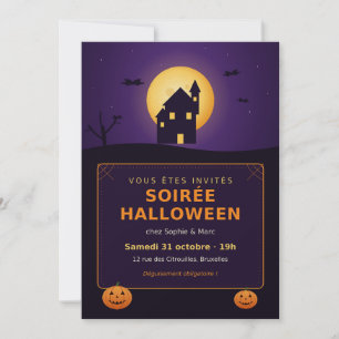 Grusel-Haus-Vollmond-Kürbisse-Halloween-Party I Einladung