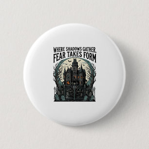 Grusel-Haus-Zitat-Shirt Vintage-Gothic-Friedhof Button