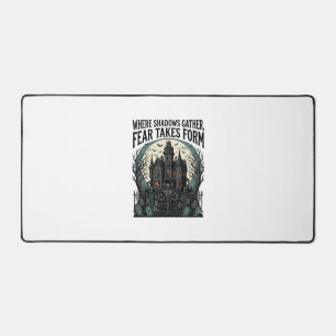 Grusel-Haus-Zitat-Shirt Vintage-Gothic-Friedhof Schreibtischunterlage