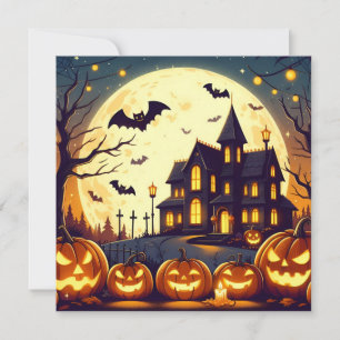 Grusel-Haus zu Halloween Feiertagskarte
