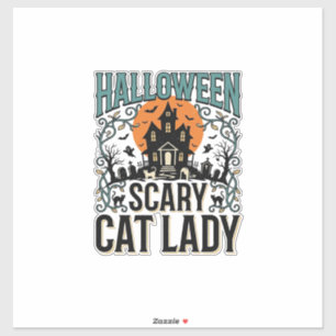 Grusel-Hexenhaus-Halloween-Katzen-Lady Vintage_1 Aufkleber
