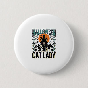 Grusel-Hexenhaus-Halloween-Katzen-Lady Vintage_1 Button