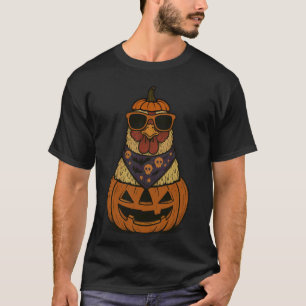 Grusel-Huhn-Kürbis-Halloween-Bauernhof-Tier T-Shirt