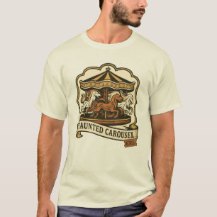 Grusel Karussell T-Shirt, Spuk Jahrmarkt Oberteil T-Shirt