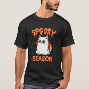 Grusel Katzen-Geist-Kostüm Halloween T-Shirt