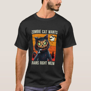 Grusel Katzen-Kürbis Halloween-Kürbis T-Shirt