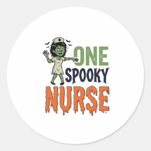 Grusel-Krankenschwester-Halloween-Vintage-Vektorde Runder Aufkleber