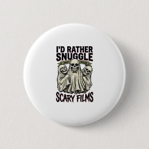 Grusel Kuschel-Shirt Lustiger Totenkopf-Geist Film Button
