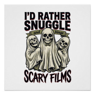 Grusel Kuschel-Shirt Lustiger Totenkopf-Geist Film Poster