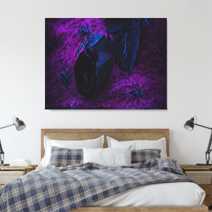 Grusel-Material-Rose in Schwarz, schwarze Spinnen Leinwanddruck
