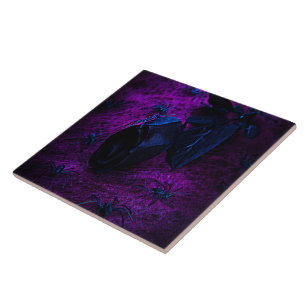 Grusel-Material-Rose, schwarze Spinnen Fliese