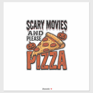 Grusel-Pizza-Shirt für Fans von Gruselfilm-Abenden Aufkleber