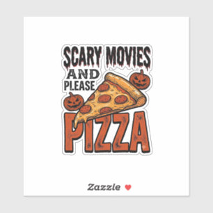 Grusel-Pizza-Shirt für Fans von Gruselfilm-Abenden Aufkleber