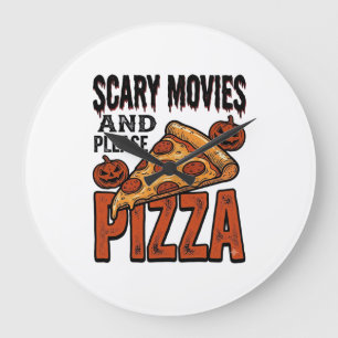 Grusel-Pizza-Shirt für Fans von Gruselfilm-Abenden Große Wanduhr