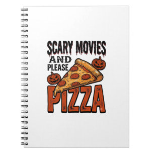 Grusel-Pizza-Shirt für Fans von Gruselfilm-Abenden Notizblock
