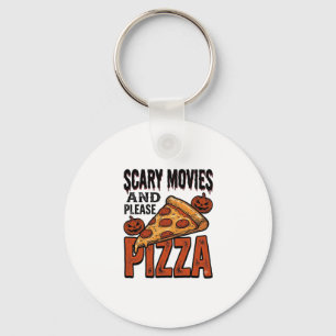 Grusel-Pizza-Shirt für Fans von Gruselfilm-Abenden Schlüsselanhänger