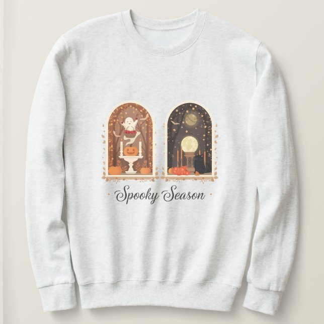 Grusel-Saison-Sweatshirt | Süßer Geist & Kürbis  Sweatshirt (Design vorne)