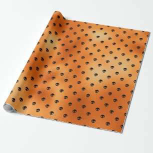 Grusel-Schädelmuster in Schwarz und Kupfer Geschenkpapier