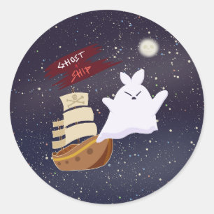 Grusel-Schiff-Spooky-Halloween-Aufkleber Runder Aufkleber
