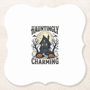Grusel-Shirt im Vintage-Stil, Halloween-Haus-Desig Untersetzer