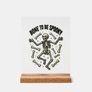 Grusel-Shirt mit Skelett Vintage-Halloween-Knochen Acrylschild