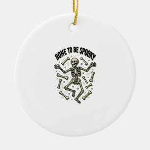 Grusel-Shirt mit Skelett Vintage Halloween Knochen Keramik Ornament