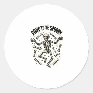 Grusel-Shirt mit Skelett Vintage Halloween Knochen Runder Aufkleber