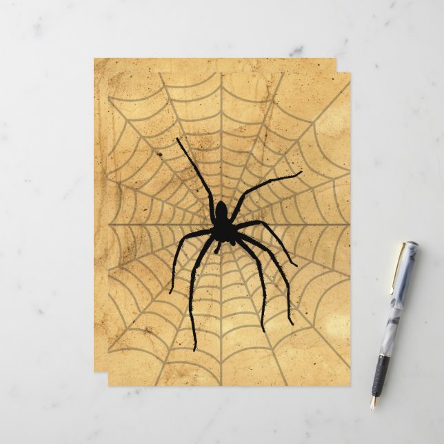 Grusel-Spinne und Web-Scrapbook-Papier (Vorderseite/Rückseite Beispiel)