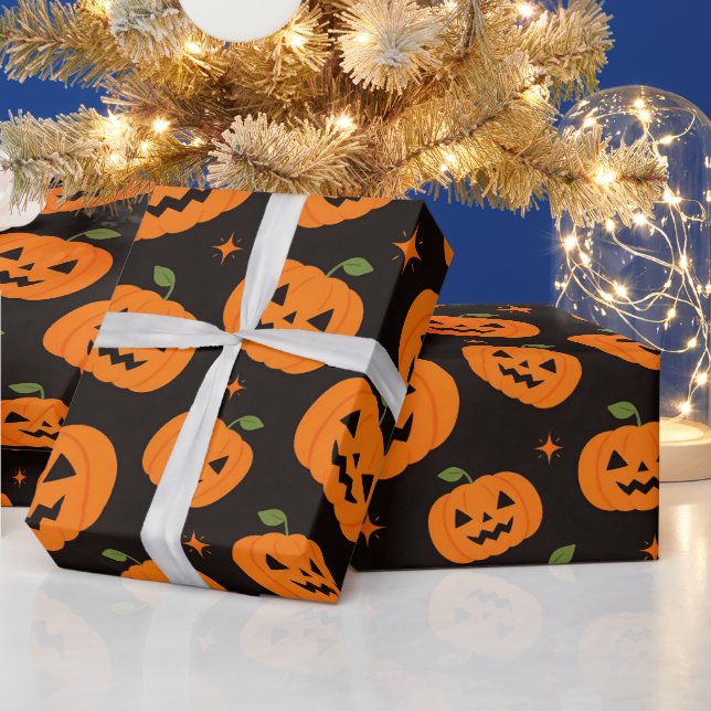 Grusel Süßer Kürbis Halloween Muster Geschenkpapier (Feiertage)